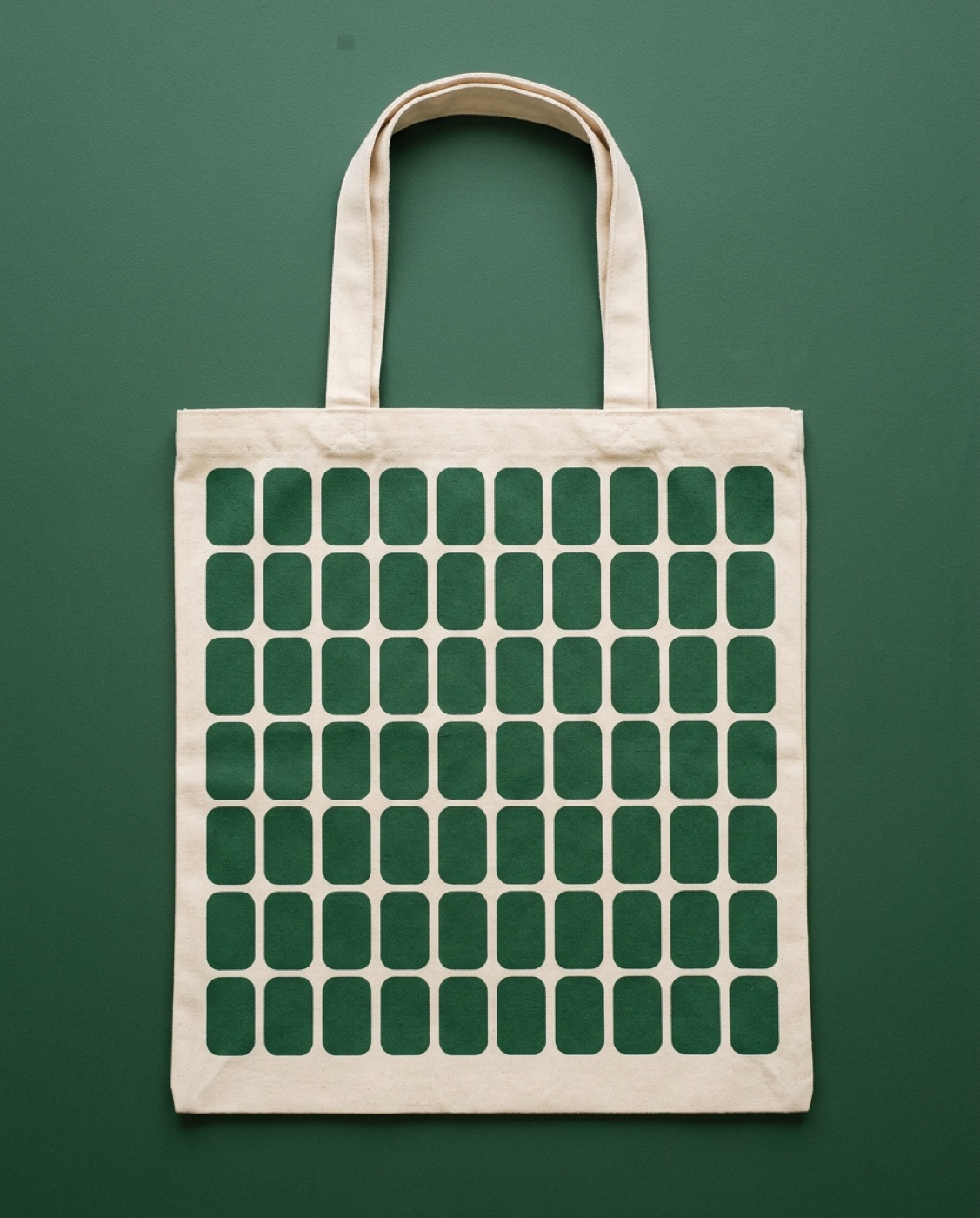 Tote de lona hueso con patrón de blíster impreso en verde